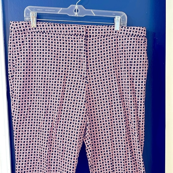 Women’s Counterpart Cropped Pink & Black Lattice Print Pants Size 16 - Picture 2 of 6